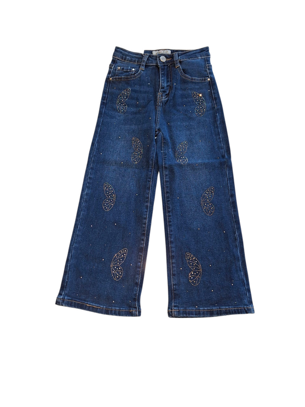 Jeans a palazzo con farfalle