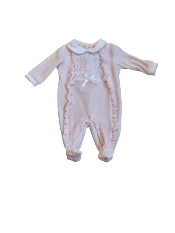 Tutina ciniglia con inserto in pizzo