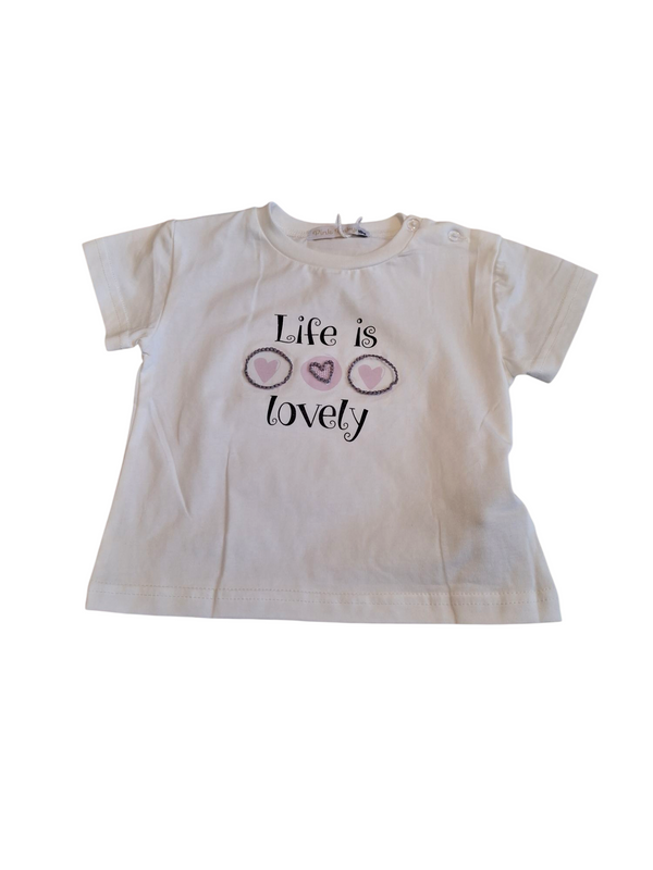 T-shirt con scritta "Life is Lovely"