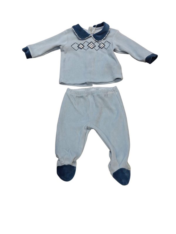 Completo 2pz.con ricamo rombi