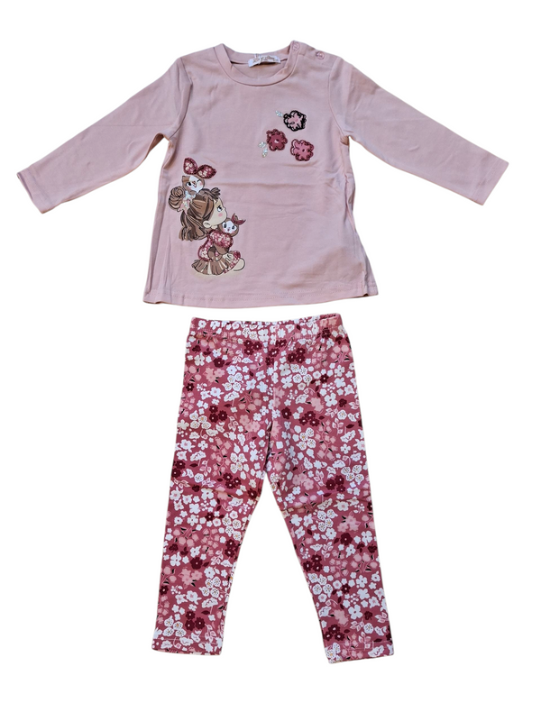 Completo con leggings fiorellini