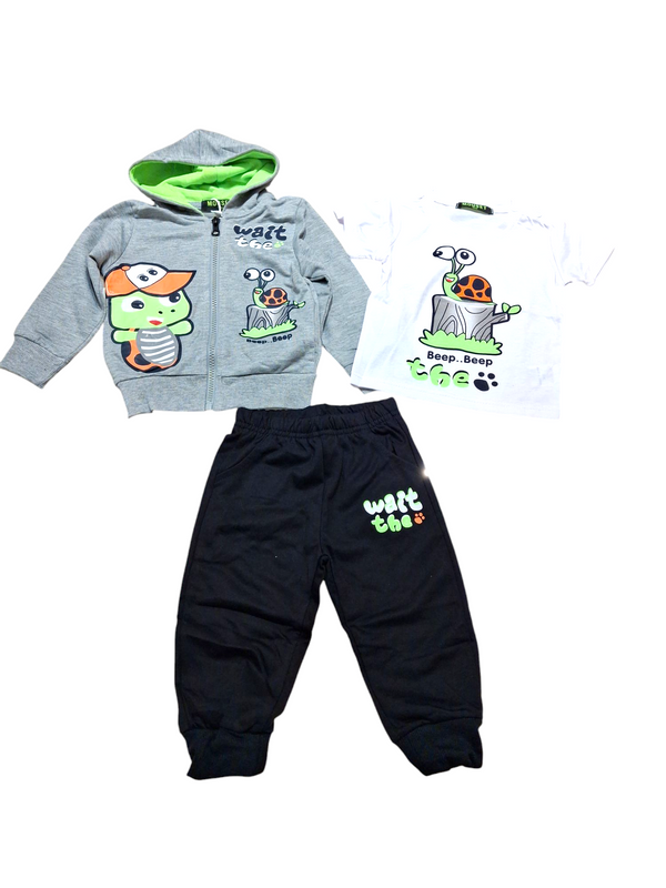 Tuta 3 pz con stampa e zip
