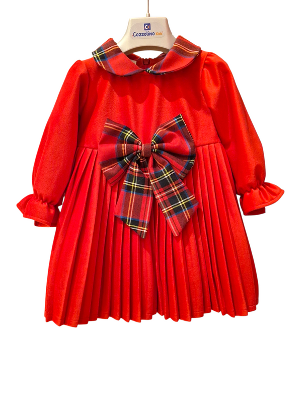 Abito Velluto Plisse Natalizio Neonata