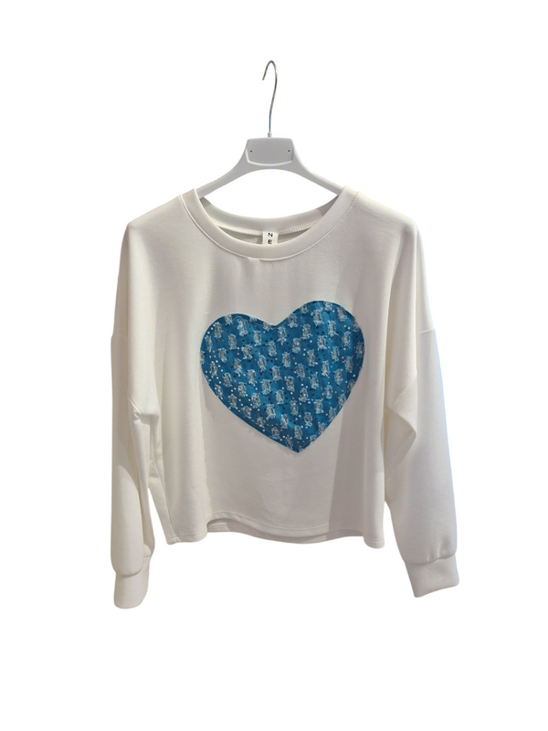 Felpa con Cuore Denim
