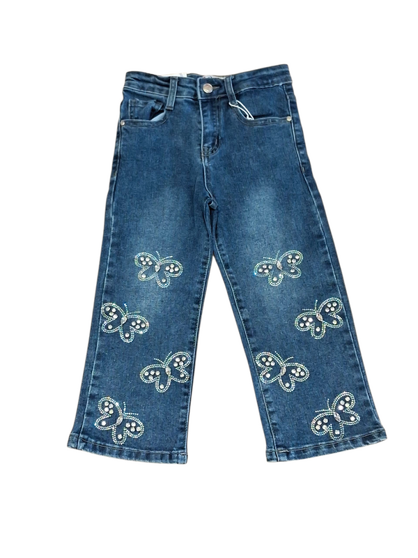 Jeans palazzo con farfalle
