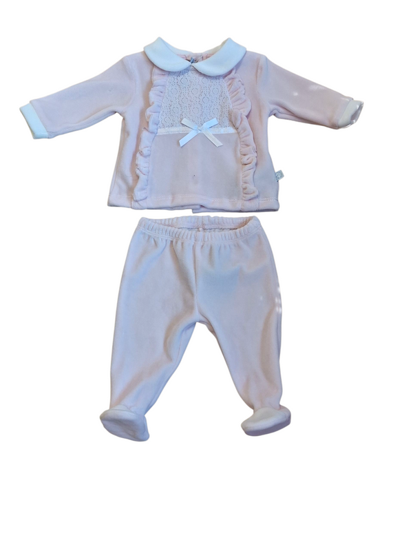 Completo ciniglia con inserto in pizzo