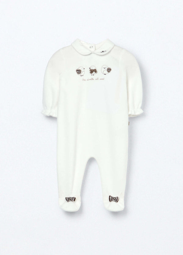 Tutina in misto cotone velours neonata